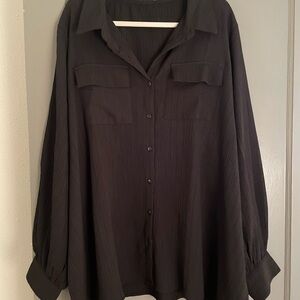 Boohoo Black Button Down Shirt